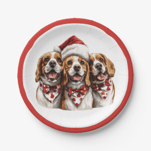 Christmas Beagle Dogs Paper Plates
