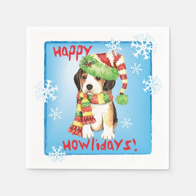 Christmas Beagle Napkins (Front)
