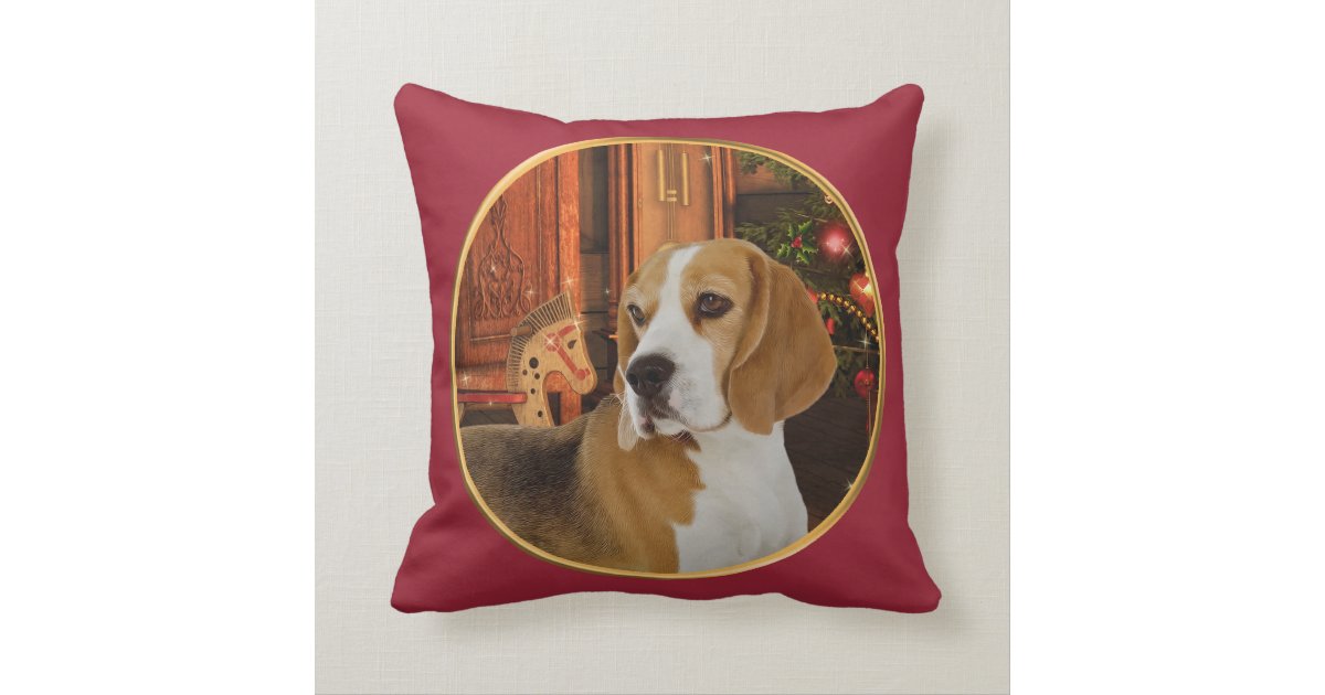 christmas beagle pillow