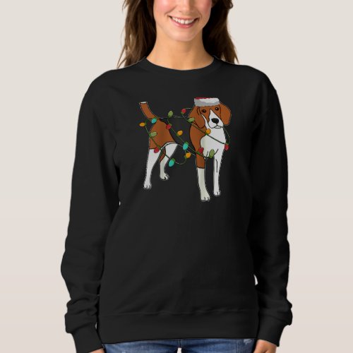 Christmas Beagle Santa Hat Lights Xmas  Dog  Ragla Sweatshirt
