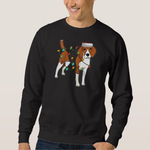 Christmas Beagle Santa Hat Lights Xmas  Dog  Ragla Sweatshirt