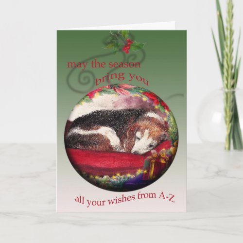 Christmas Beagle Sleepy Cozy Puppy Holiday Card