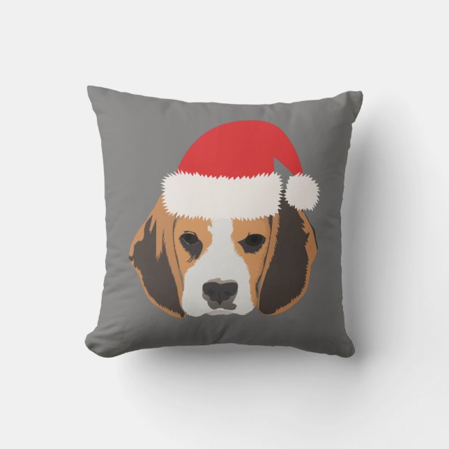 Christmas Beagle Throw Pillow (Front)