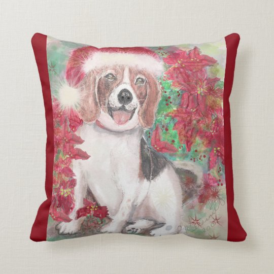 beagle holiday pillow