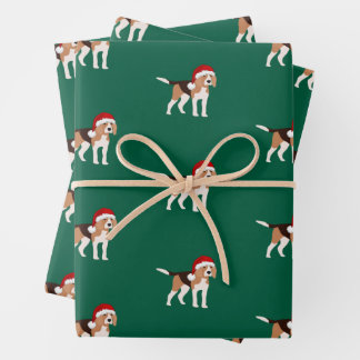 Christmas Beagle Wrapping Paper Sheet Set of 3