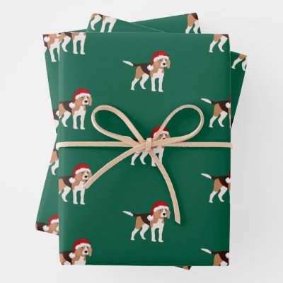 Christmas Beagle Wrapping Paper Sheet Set of 3