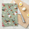 Christmas Beagles Green Kitchen Towel