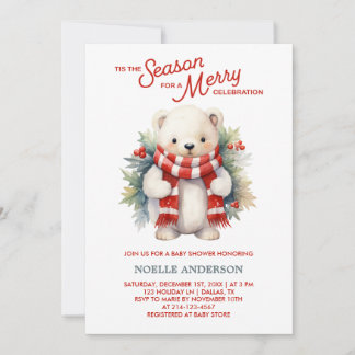 Christmas Bear Baby Shower Invitation