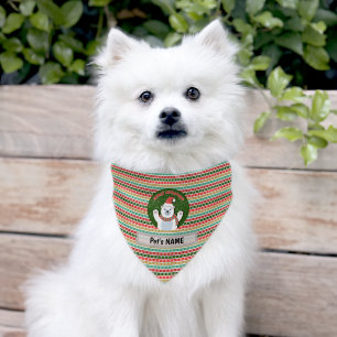 Christmas Bear Bandana, customise dog name Pet Bandana Collar