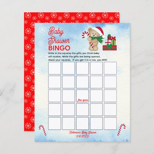  Christmas Bear Bearly Wait Boy Baby Shower Bingo