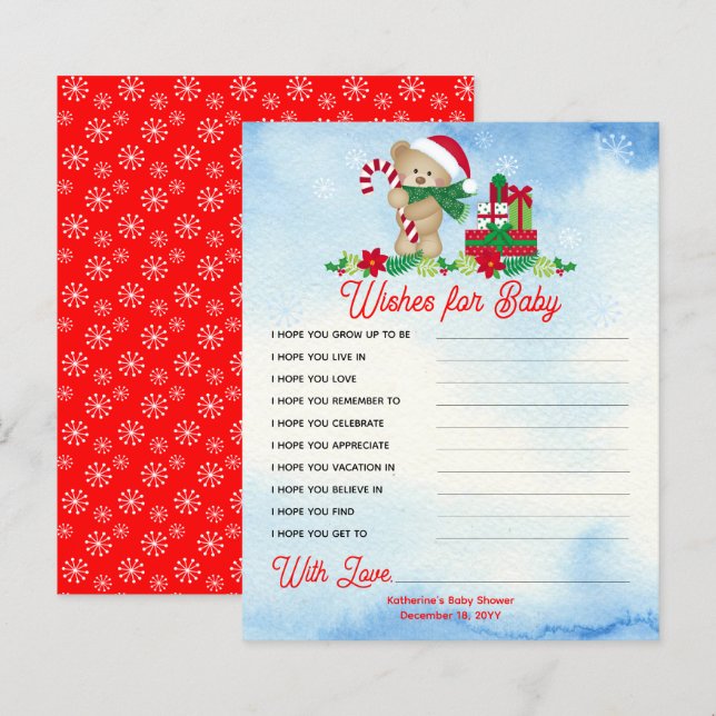 Christmas Bear Bearly Wait Shower Wishes for Baby (Front/Back)