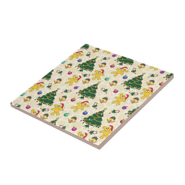Christmas bear,bells and tree ceramic tile (Side)
