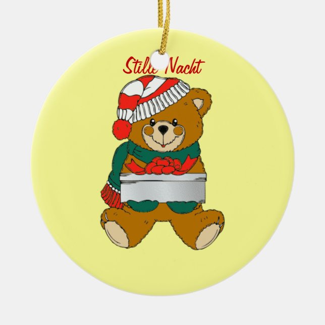 Christmas Bear Ceramic Ornament (Front)