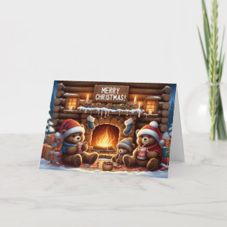 Christmas Bear Christmas greeting cards. Holiday Card