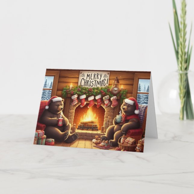 Christmas Bear Christmas greeting cards. Holiday Card (Front)