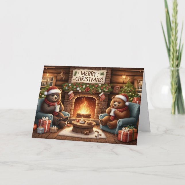 Christmas Bear Christmas greeting cards. Holiday Card (Front)