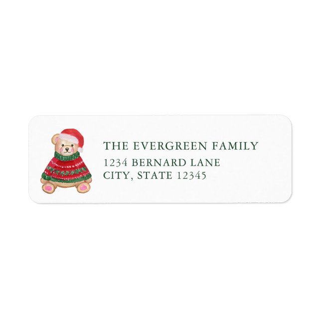 Christmas Bear Christmas Return Address Label (Front)
