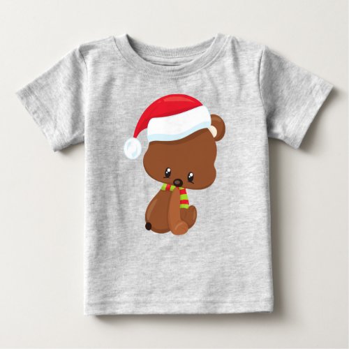 Christmas Bear Cute Bear Santa Hat Scarf Xmas Baby T_Shirt