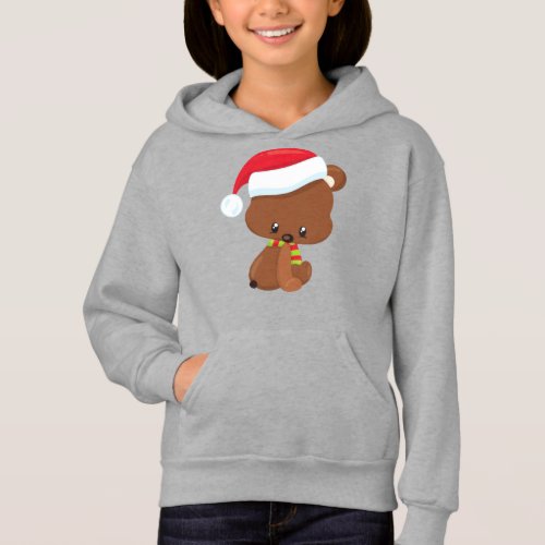 Christmas Bear Cute Bear Santa Hat Scarf Xmas Hoodie