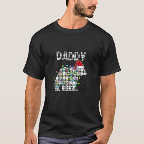 Christmas Bear Daddy Black White Plaid Xmas Matchi T_Shirt