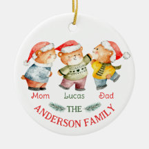 Christmas bear family name kids cute