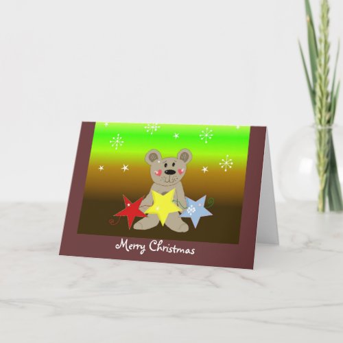 Christmas Bear Holding Holiday Stars