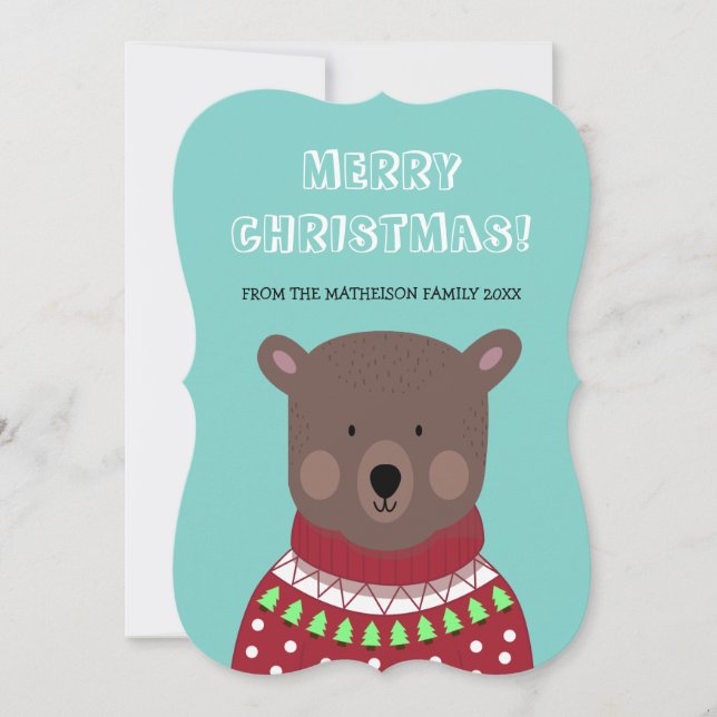 Christmas Bear Holiday Greeting Card (Front)