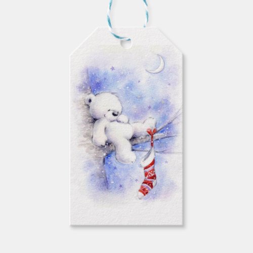 Christmas Bear In A Tree Gift Tags