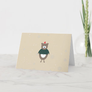 Christmas bear Modern Flat Custom Color EDITABLE Holiday Card
