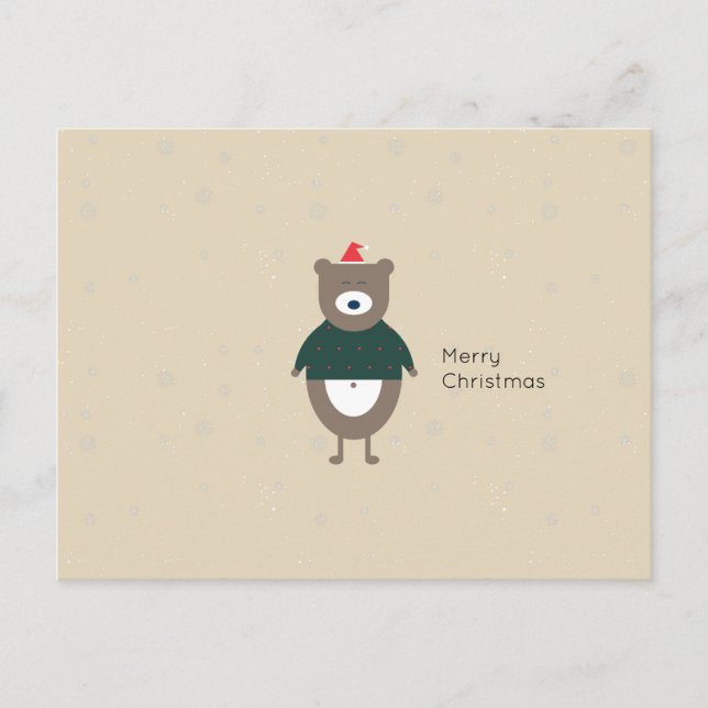 Christmas Bear Modern Flat Custom Color EDITABLE Holiday Postcard (Front)