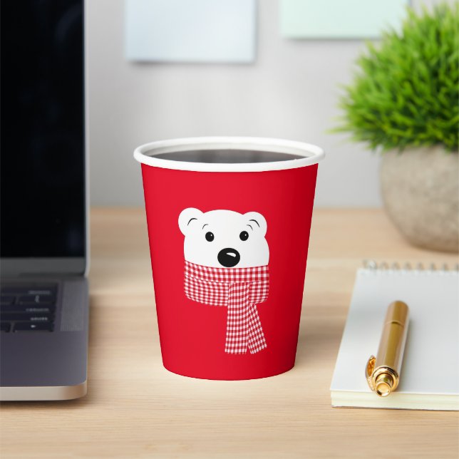 Christmas, bear muzzle, polar bear, red, white paper cups (Insitu)