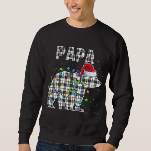 Christmas Bear Papa Black White Plaid Xmas Matchin Sweatshirt