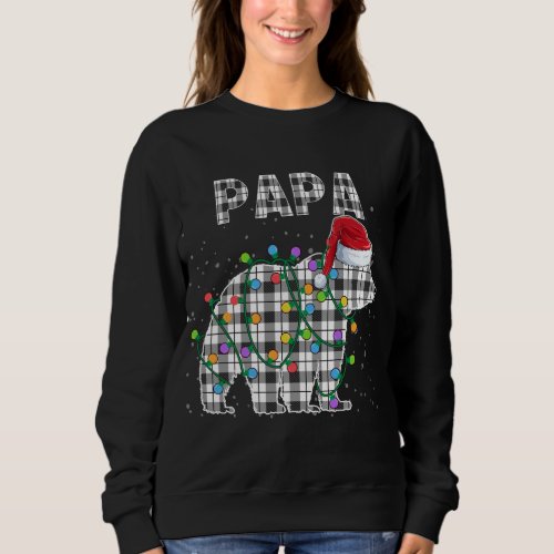 Christmas Bear Papa Black White Plaid Xmas Matchin Sweatshirt