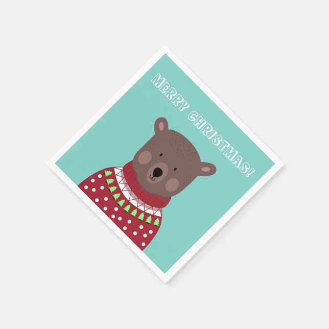 Christmas Bear Paper Napkins (Corner)