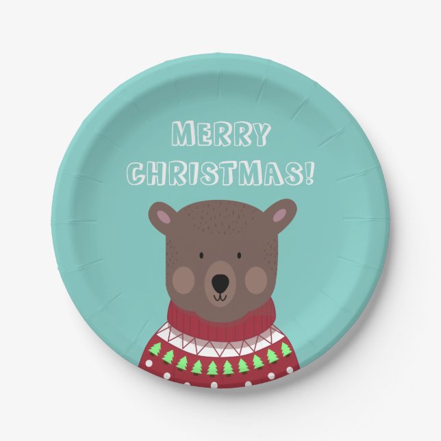 Christmas Bear Paper Plates (Front)