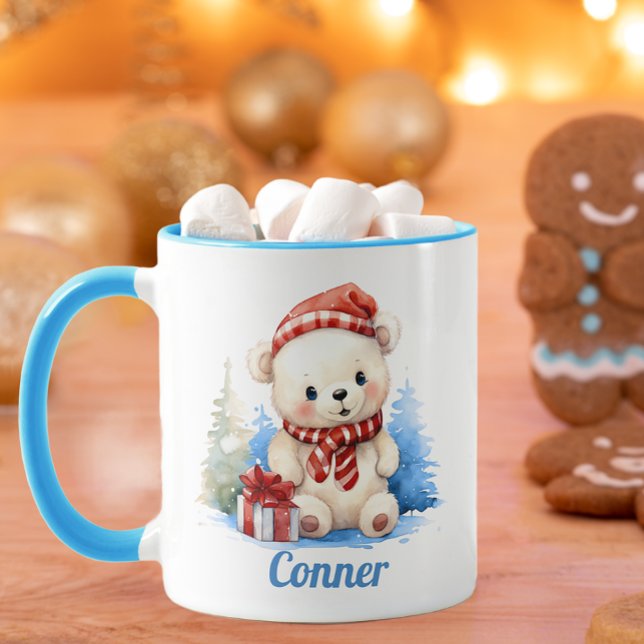 Christmas Bear Personalized Kids Mug (Cute Christmas Mug Keepsake)