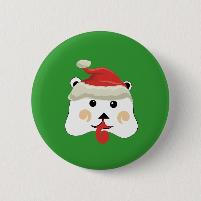Christmas Bear Pinback Button (Front)