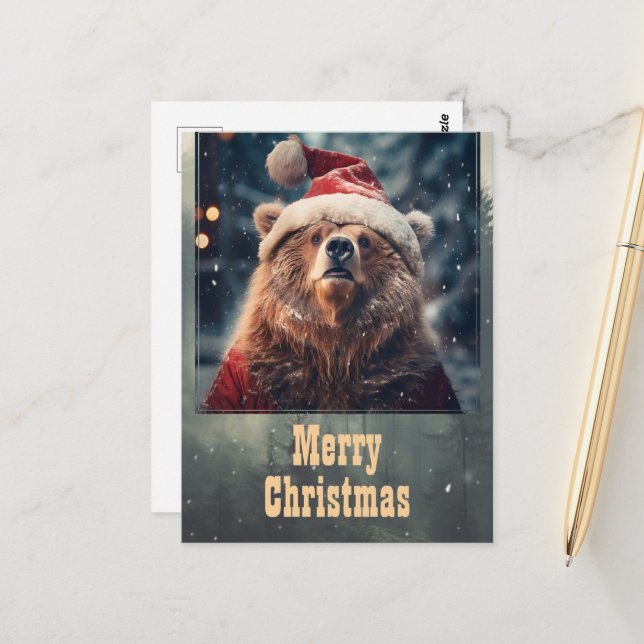 Christmas Bear Postcard (Front/Back In Situ)