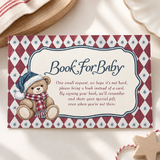 Christmas Bear Preppy Boy Baby Book For Baby Enclosure Card