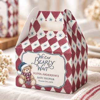 Christmas Bear Preppy Boy Baby Shower Favor Boxes