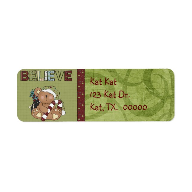 Christmas Bear Return Address Label (Front)