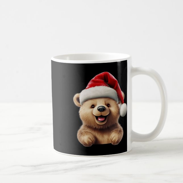 Christmas Bear Santa Hat Christmas Funny Xmas Bear Coffee Mug (Right)