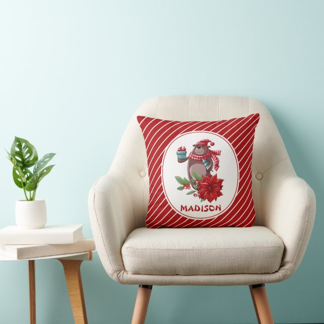 Christmas Bear Throw Pillow (Chair)