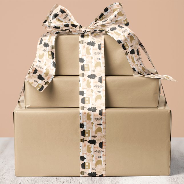 Christmas Bear Village in Pink, Black, and Gold Satin Ribbon (Creator Uploaded)