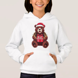 Christmas Bear with Gift and Lights Hoodie