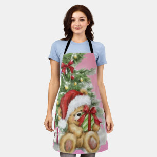 Christmas Bear with Present and Tree Decoration Apron