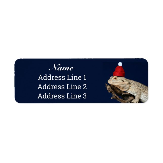Christmas Bearded Dragon Lizard Return Address Label (Front)