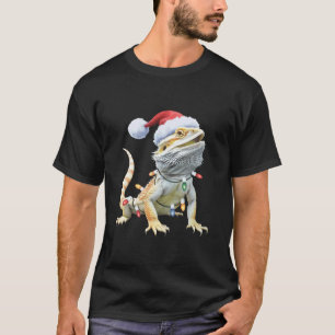 Christmas Bearded Dragon Santa Hat Lizard Xmas Rep T-Shirt