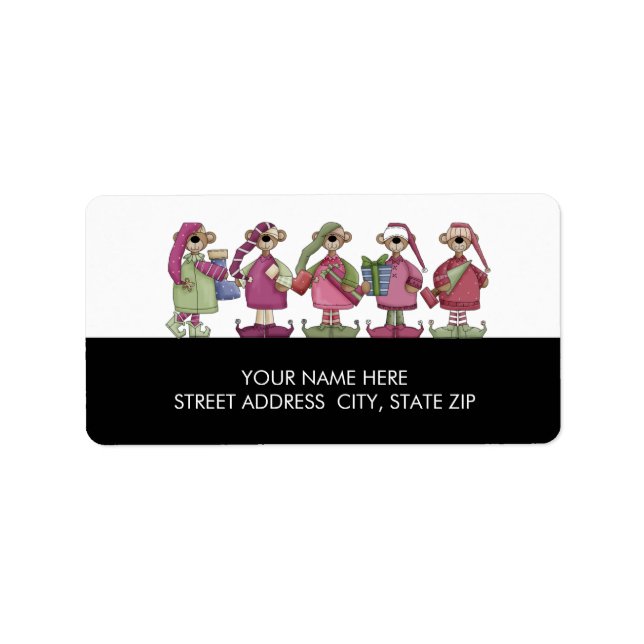 Christmas Bears Address Mailing Labels (Front)