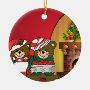Christmas Bears Ceramic Ornament